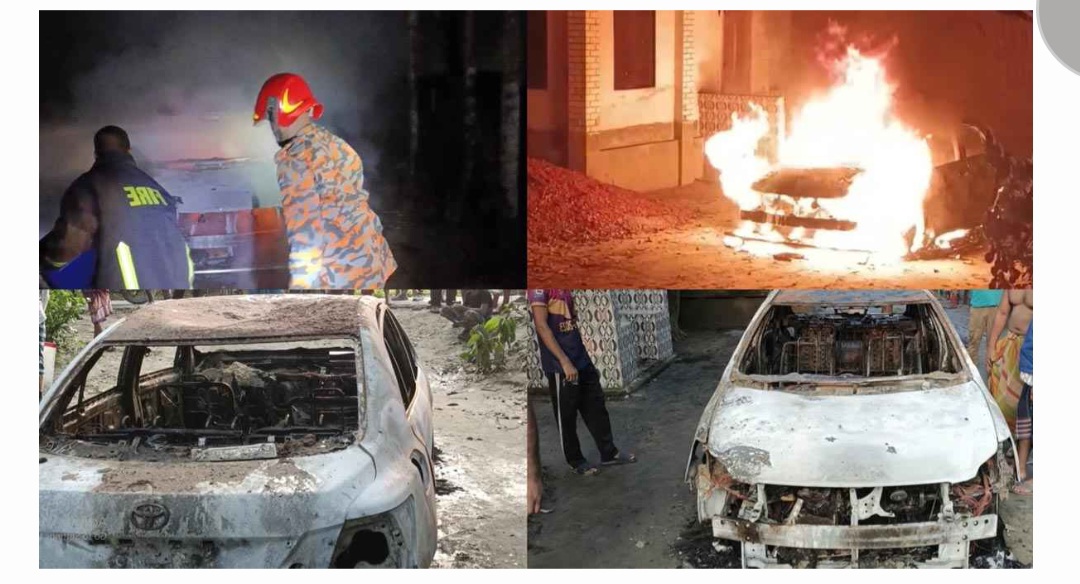 নড়াইলের লোহাগড়া উপজেলায়ব্যবসায়ীর প্রাইভেটকারে আগু...